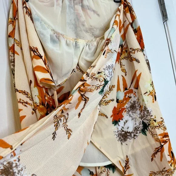 NWOT BerryGo Women's Sexy Deep V Neck Backless Floral Print Split Maxi Dress - Picture 12 of 13